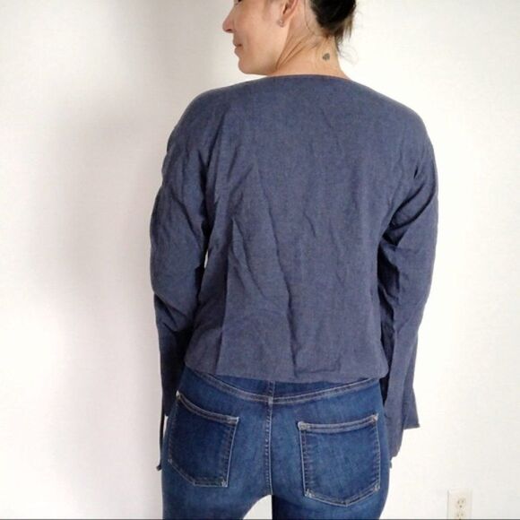 Cloth & Stone Lace Sleeve Chambray Blouse XS Blue - Picture 4 of 9